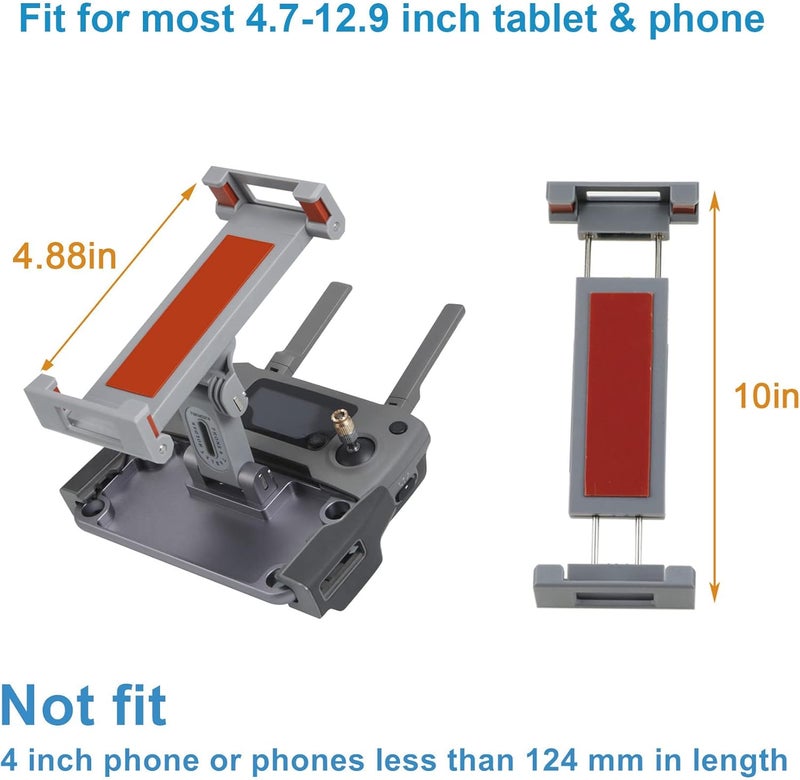 Hanatora حامل لوحي بحجم 4.7-12.9 بوصة لجهاز DJI Mavic Mini وMini SE وMavic 2 Pro/Zoom وSpark وMavic Air/Pro Platinum لجهاز التحكم عن بعد، ملحقات هاتف من الألمنيوم - Image 3